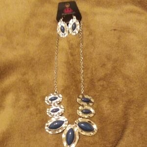 Paparazzi Silver and Blue Necklace Set